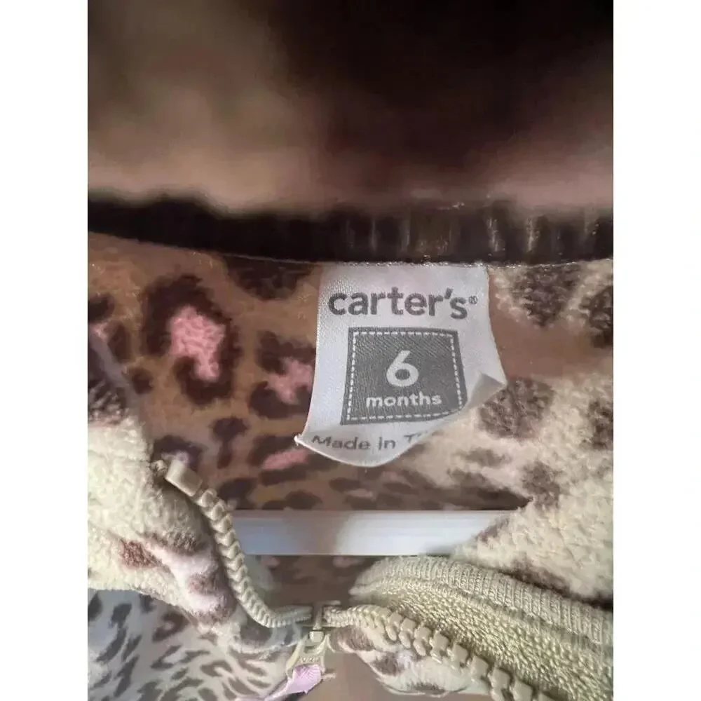 Carter’s fleece Cheetah jacket & brown pants Size 6 months